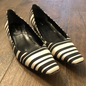 Kate Spade black & white striped flats